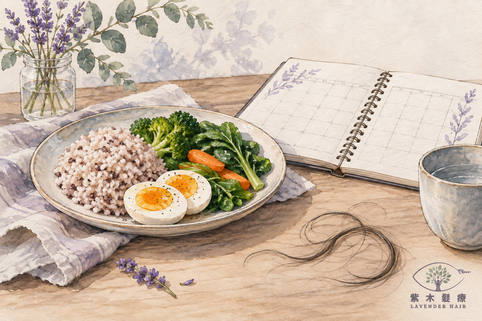 Illustration of shedding after weight loss and telogen effluvium