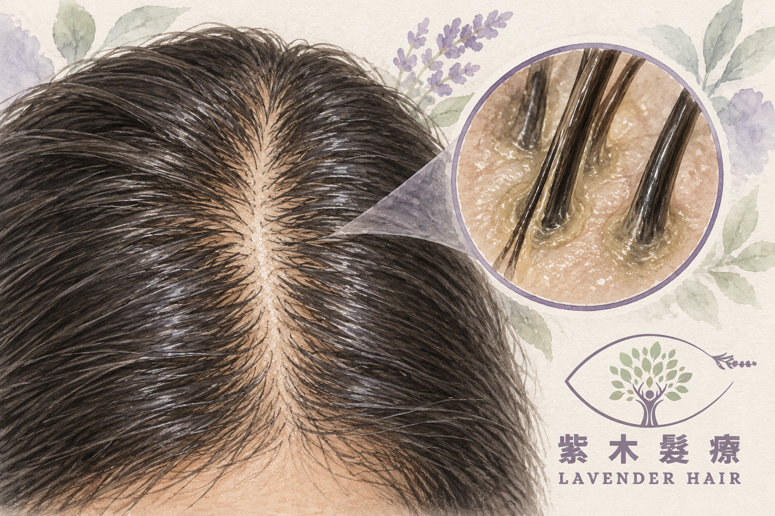 Illustration of oiliness and flat roots