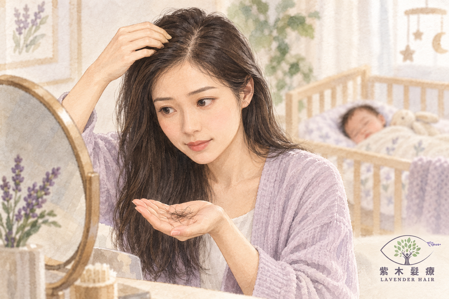Illustration of shedding after childbirth