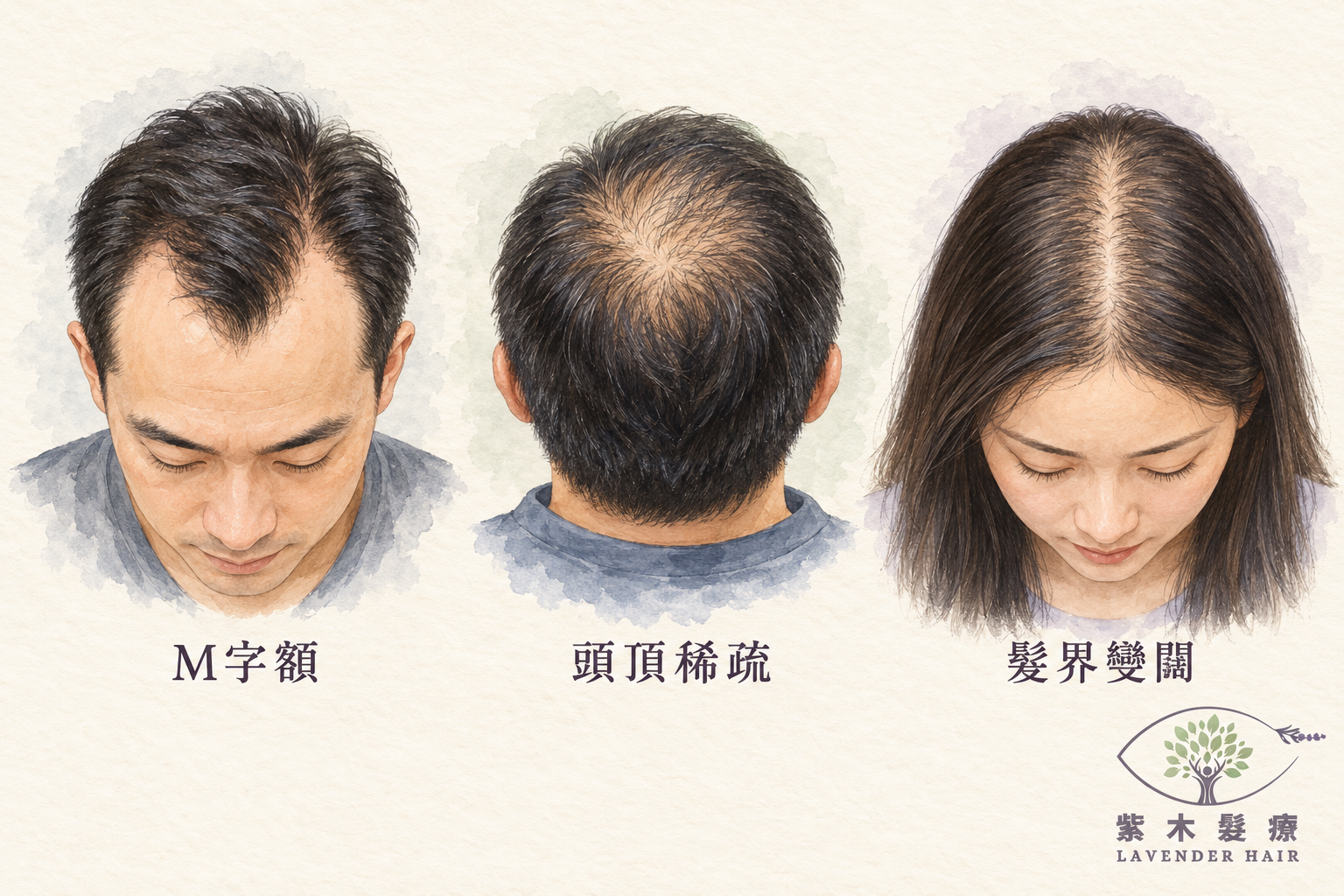 Illustration of hereditary hair loss, causes and assessment
