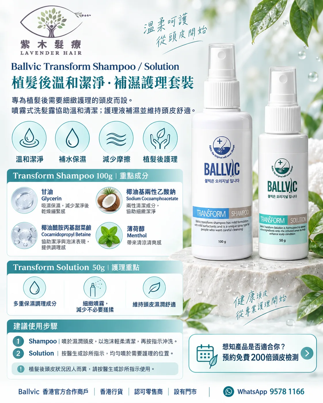 Transform Shampoo / Solution詳細成分與產品說明圖