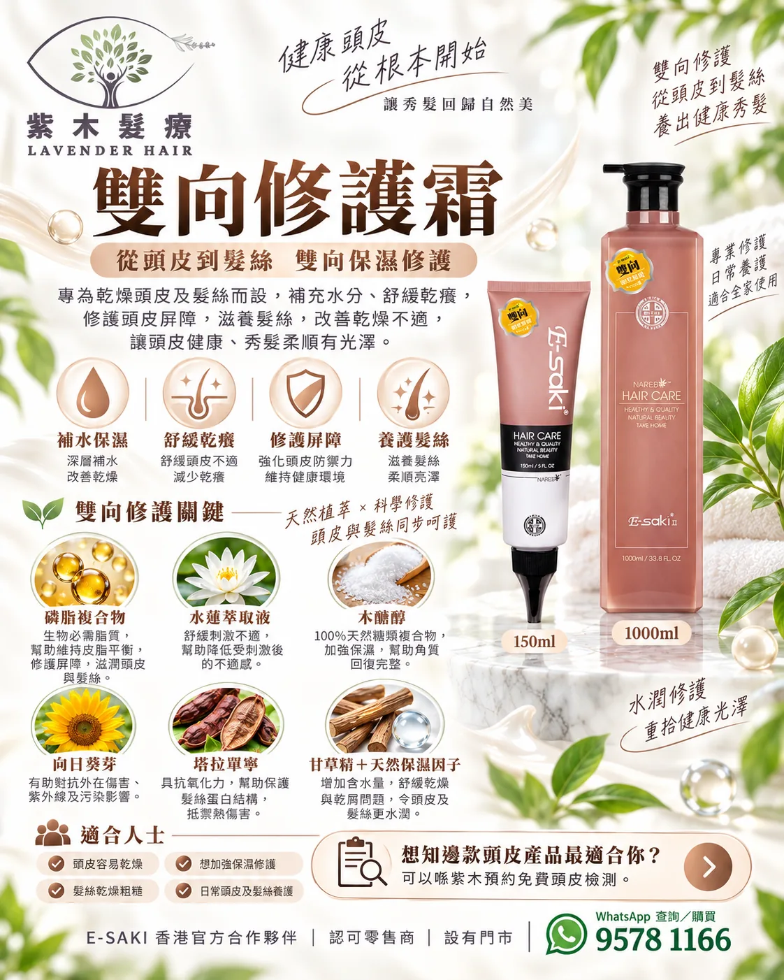 雙向修護霜詳細成分與產品說明圖